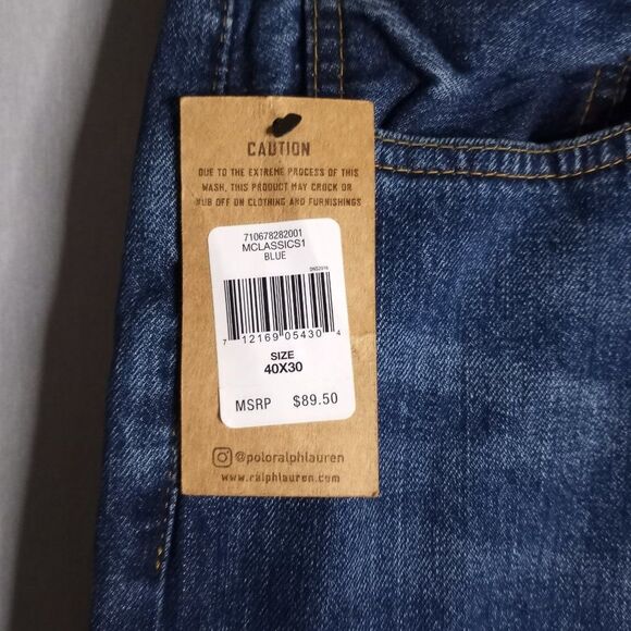 Polo Ralph Lauren The Varick Slim Straight Leg Men's Dark Wash Jeans 40x20 NWT - Picture 13 of 13